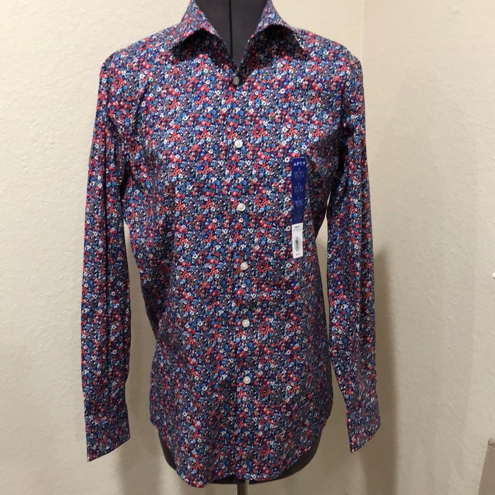 NWT Apt. 9 Slim Fit Floral Dress Shirt